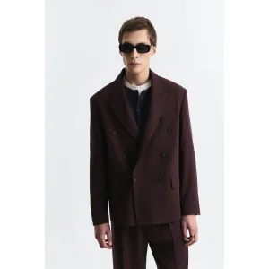 Lyocell Blend Relax Fit Double-Breasted Suit Jacket - 1