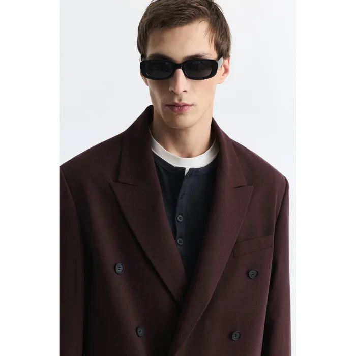 Lyocell Blend Relax Fit Double-Breasted Suit Jacket - 3