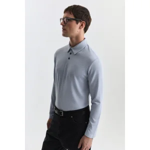 Regular Fit Baby Blue Polo Neck T-shirt - 2