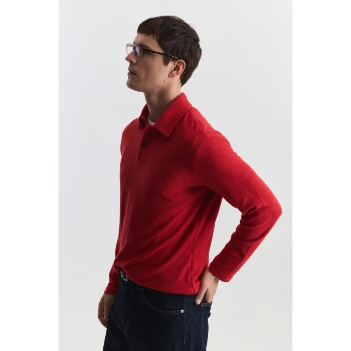Regular Fit Red Polo Neck T-shirt - 4