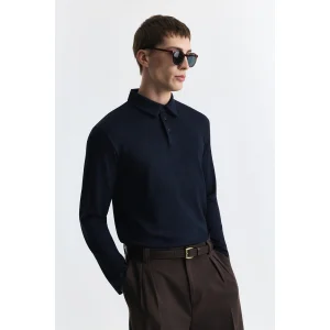 Regular Fit Polo Neck Navy Blue T-shirt - 2