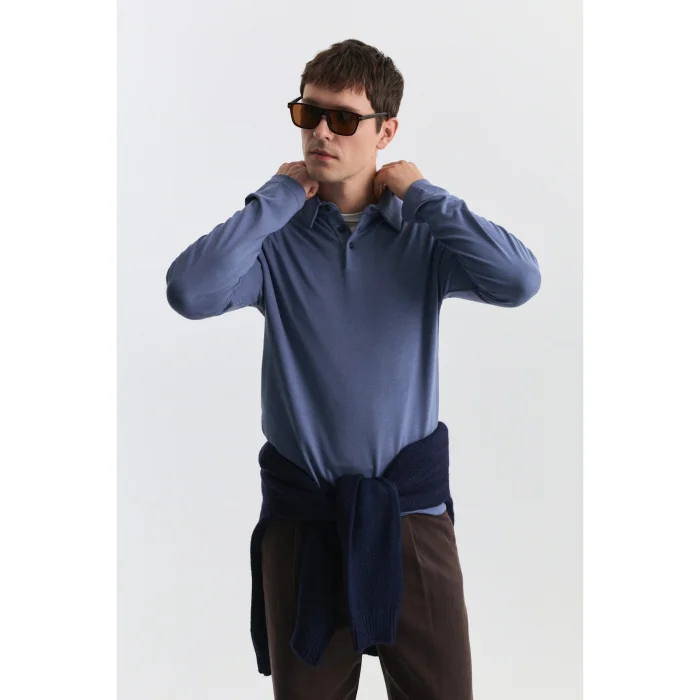 Regular Fit Polo Neck Long Sleeve T-shirt - 2