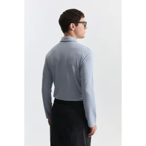 Regular Fit Baby Blue Polo Neck T-shirt - 3