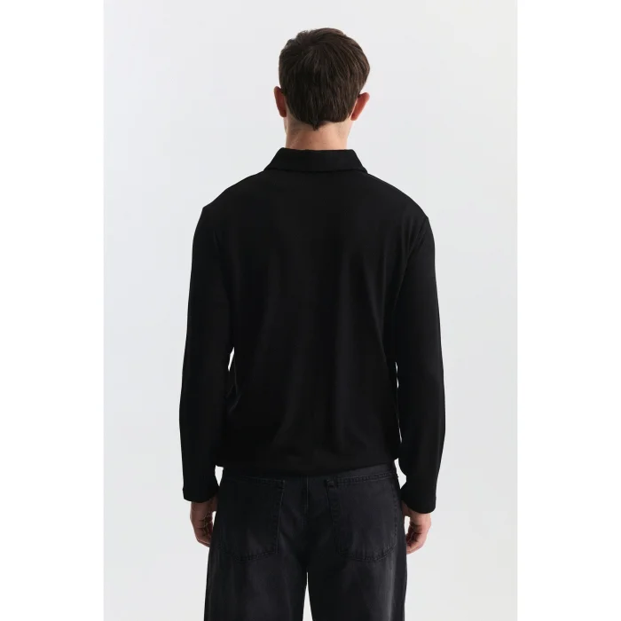 Regular Fit Polo Collar Long Sleeve T-shirt - 4