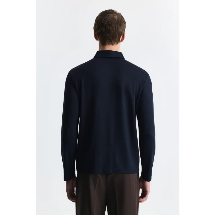 Regular Fit Polo Neck Navy Blue T-shirt - 3