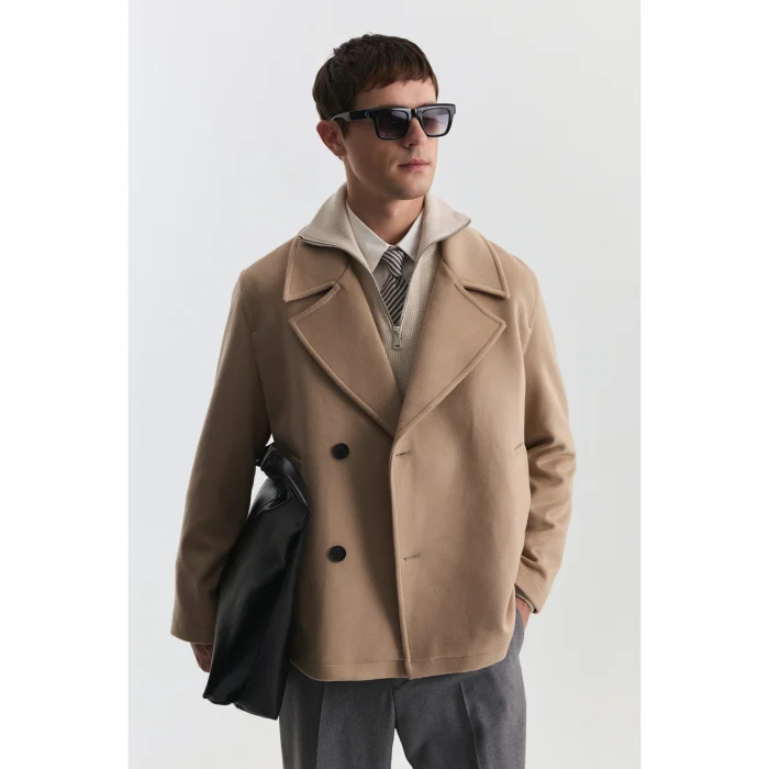 Relax Fit Double-Breasted Short Coat - 3