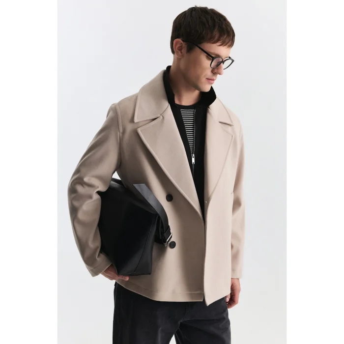 Relax Fit Double-Breasted Short Coat - 3