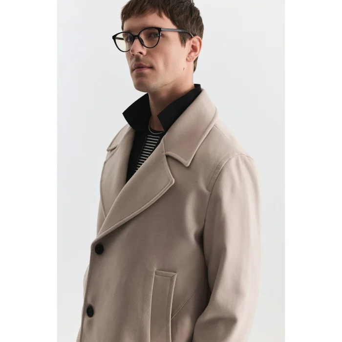 Relax Fit Double-Breasted Short Coat - 4