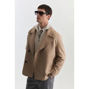 Relax Fit Double-Breasted Short Coat - 4