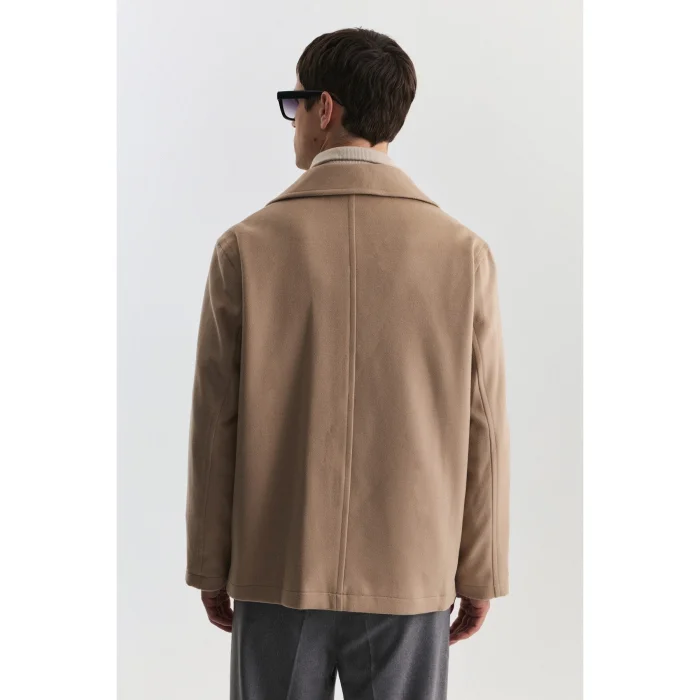 Relax Fit Double-Breasted Short Coat - 5