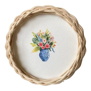 Petit Jardin Rattan Çerçeveli Suluboya Resim
