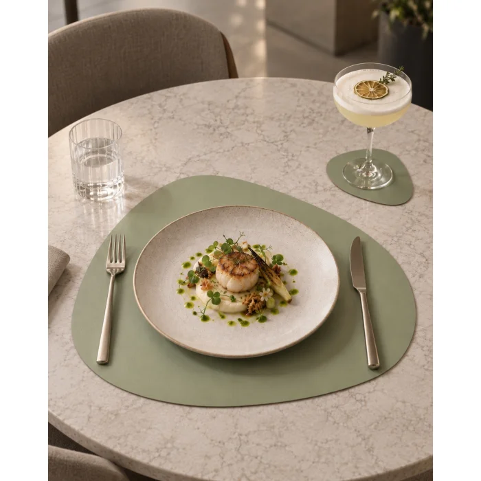 Amorphous Design Leather Placemat & Coaster Set - 2