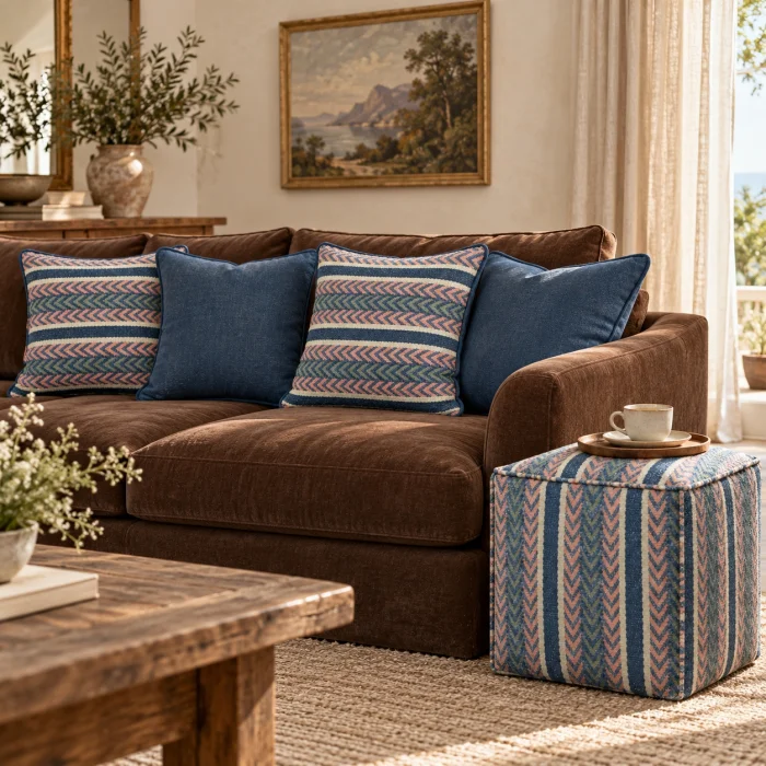 Cambria Woven Wool Pouf - 2