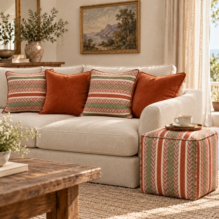 Cambria Woven Wool Pouf - 2