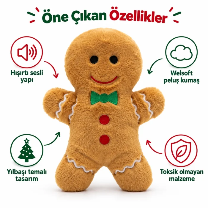 Gingerbread Plush Dog Toy - 4
