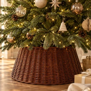 Rattan Christmas Pine Tree Stand - Christmas Tree Skirt - 2