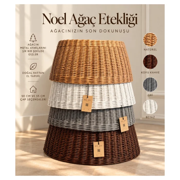 Rattan Christmas Pine Tree Stand - Christmas Tree Skirt - 5