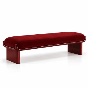 Eve Burgundy Velvet Bench - 1