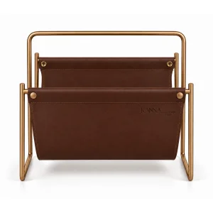 Holly Leather and Metal Magazine Rack - 2