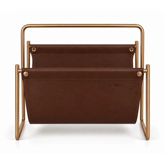 Holly Leather and Metal Magazine Rack - 2