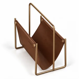 Holly Leather and Metal Magazine Rack