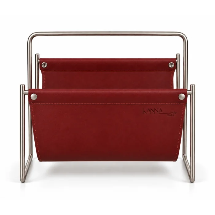 Holly Leather and Metal Magazine Rack - 2