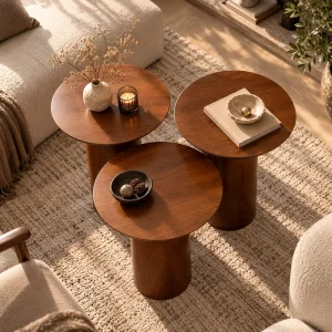 Forma Mushroom Shaped Wooden Side Table Set - 5