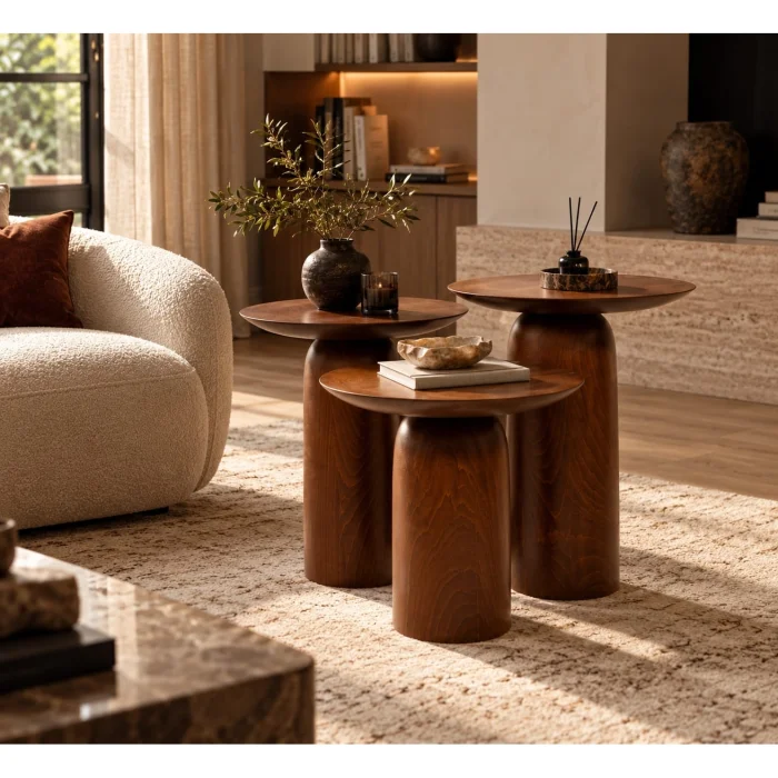 Forma Mushroom Shaped Wooden Side Table Set - 7