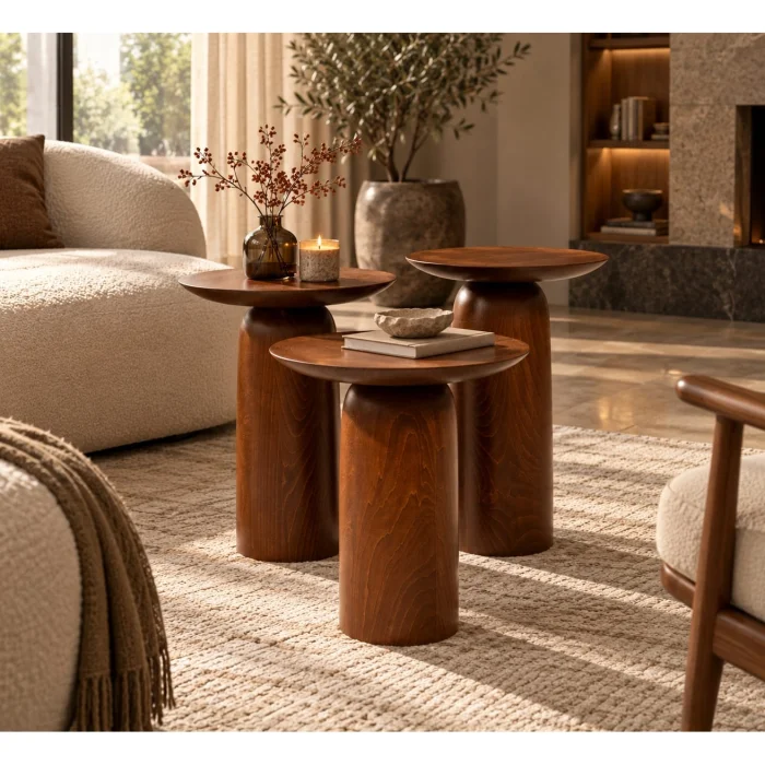 Forma Mushroom Shaped Wooden Side Table Set - 2