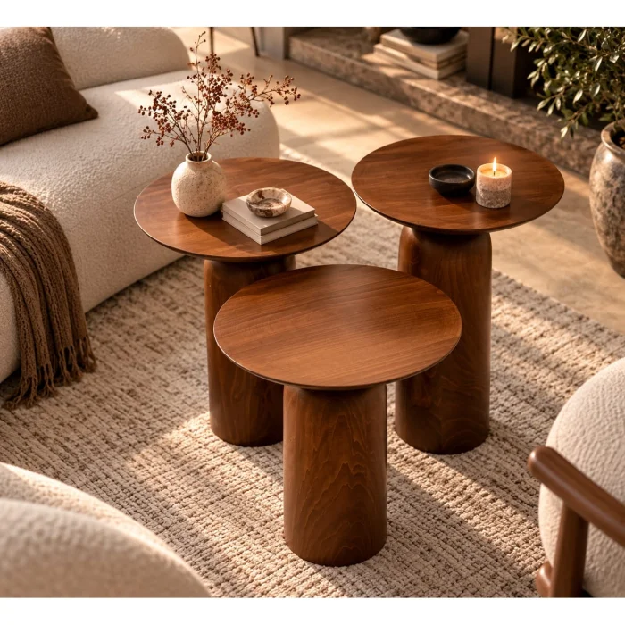 Forma Mushroom Shaped Wooden Side Table Set - 13