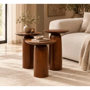 Forma Mushroom Shaped Wooden Side Table Set - 15