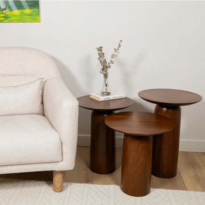 Forma Mushroom Shaped Wooden Side Table Set - 10