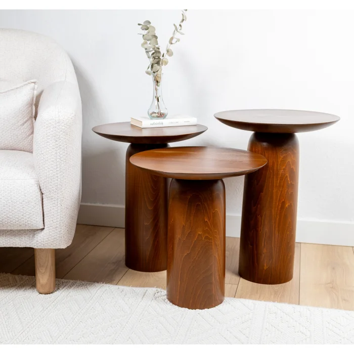 Forma Mushroom Shaped Wooden Side Table Set - 17