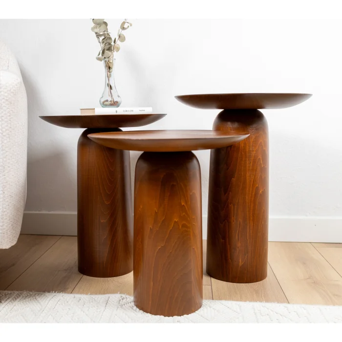 Forma Mushroom Shaped Wooden Side Table Set - 19