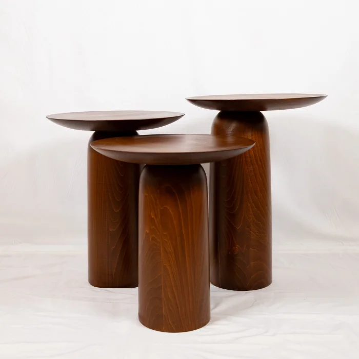 Forma Mushroom Shaped Wooden Side Table Set - 12