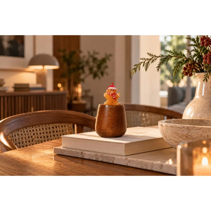 Kıvıl Masif Wooden Christmas Figure Candle Holder and Candle - 5