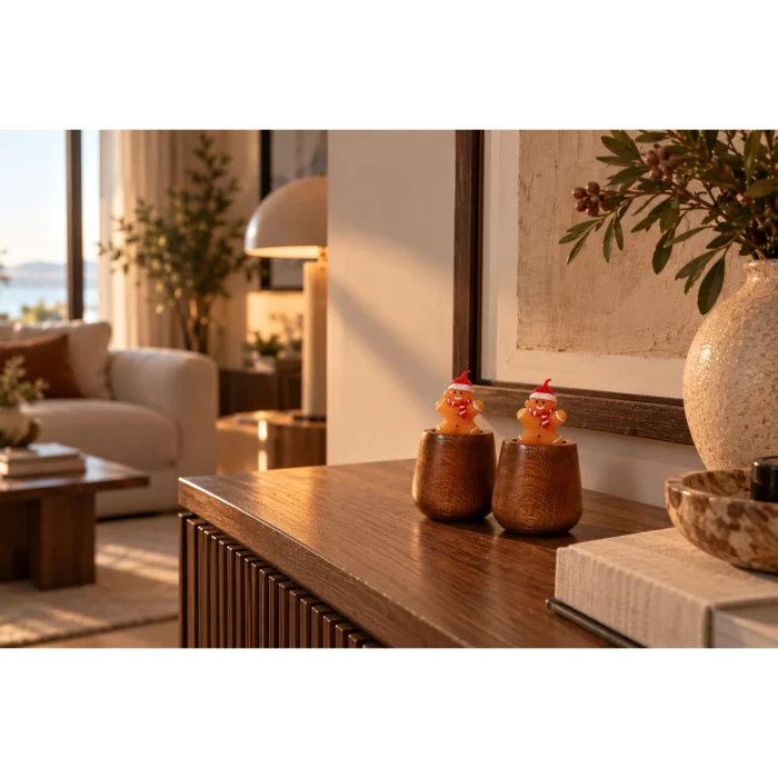 Kıvıl Masif Wooden Christmas Figure Candle Holder and Candle - 8