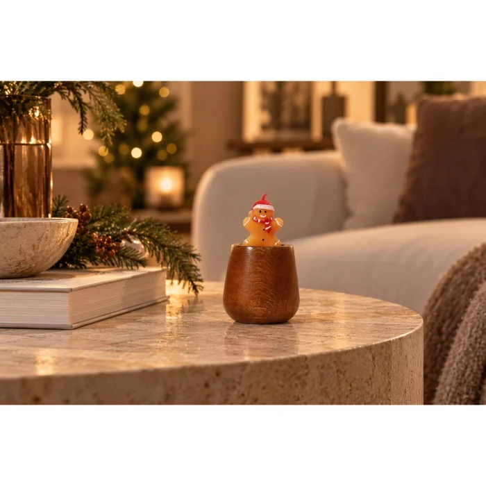 Kıvıl Masif Wooden Christmas Figure Candle Holder and Candle - 4