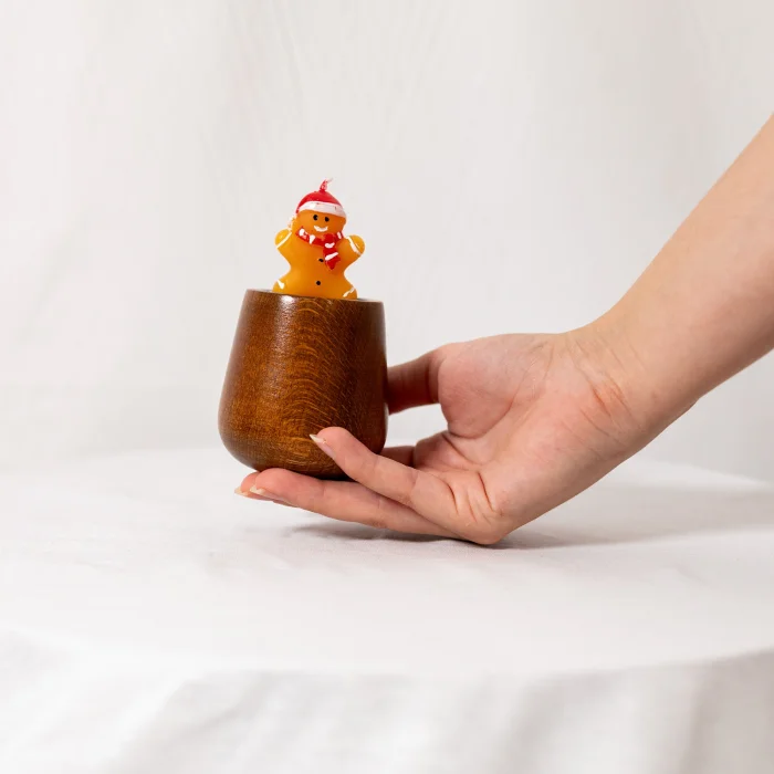 Kıvıl Masif Wooden Christmas Figure Candle Holder and Candle - 9
