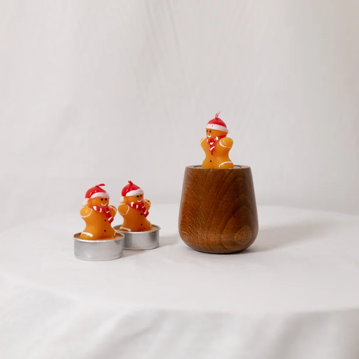 Kıvıl Masif Wooden Christmas Figure Candle Holder and Candle - 3