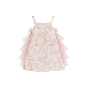 Royal Pink Jacquard Tulle Girl Dress - 1