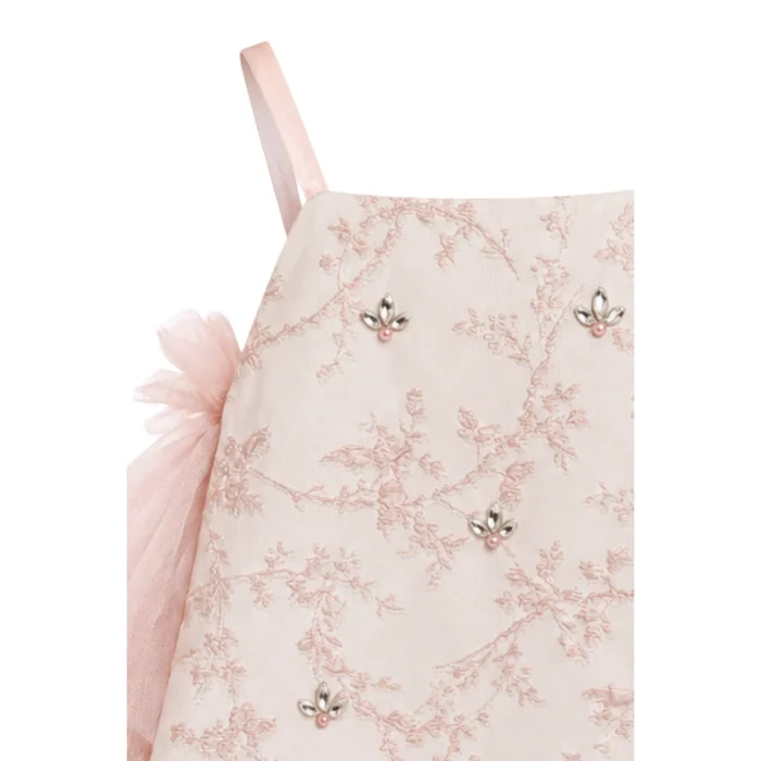 Royal Pink Jacquard Tulle Girl Dress - 4