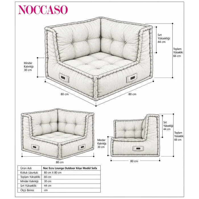 Noc Ecru Lounge Ecru Dış Mekan Köşe Modül Sofa - 9