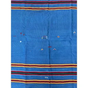 Vintage Blue Patterned Çanakkale Handwoven Kilim Rug - 3