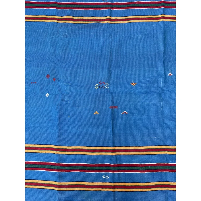 Vintage Blue Patterned Çanakkale Handwoven Kilim Rug - 3