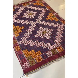 Vintage Geometric Patterned Hand-Woven Rug - 3