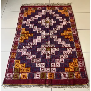 Vintage Geometric Patterned Hand-Woven Rug - 2