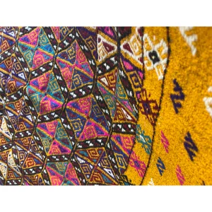 Vintage Yellow Geometric Çanakkale Hand-Woven Kilim - 4