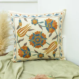 Ardes Flower Embroidered Silk Pillow Case - 5