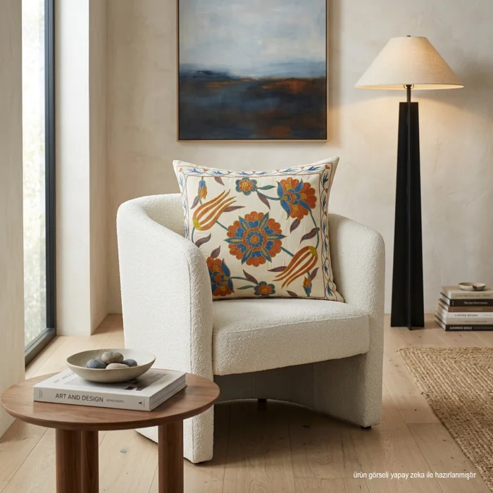 Ardes Flower Embroidered Silk Pillow Case - 2